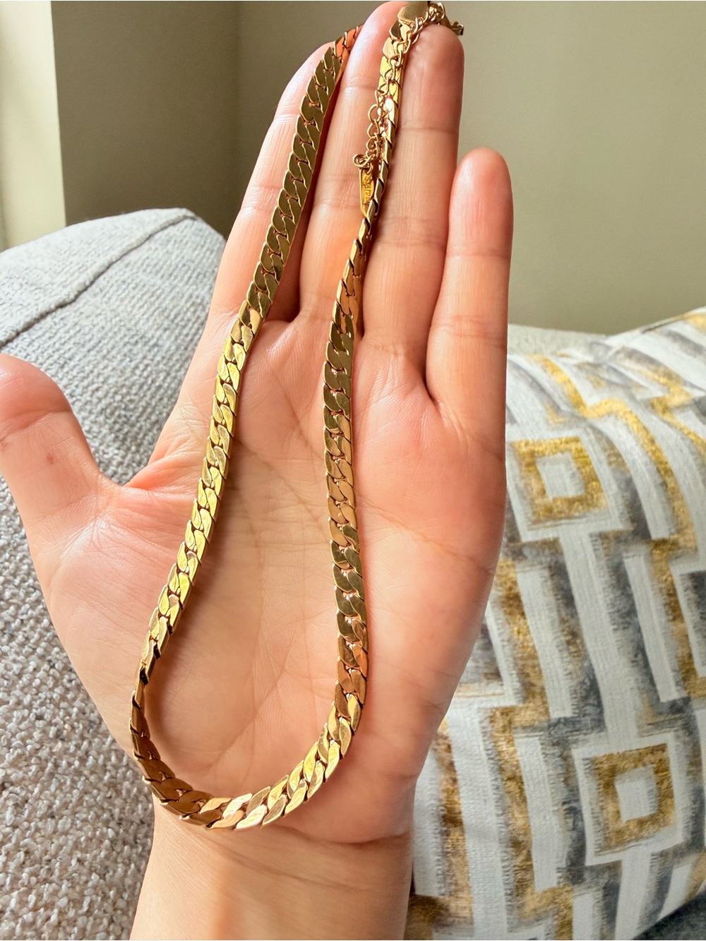 Anthropologie Gold Flat Curb Chain Necklace - Picture 5 of 5